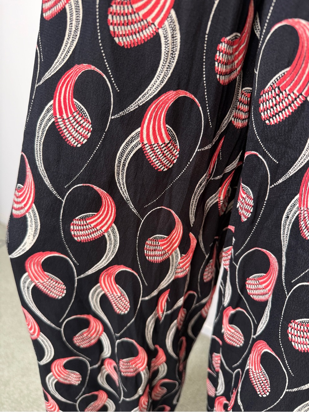 Loco lindo Black & Pink Wide Leg Printed Palazzo Pants - Picture 3 of 4